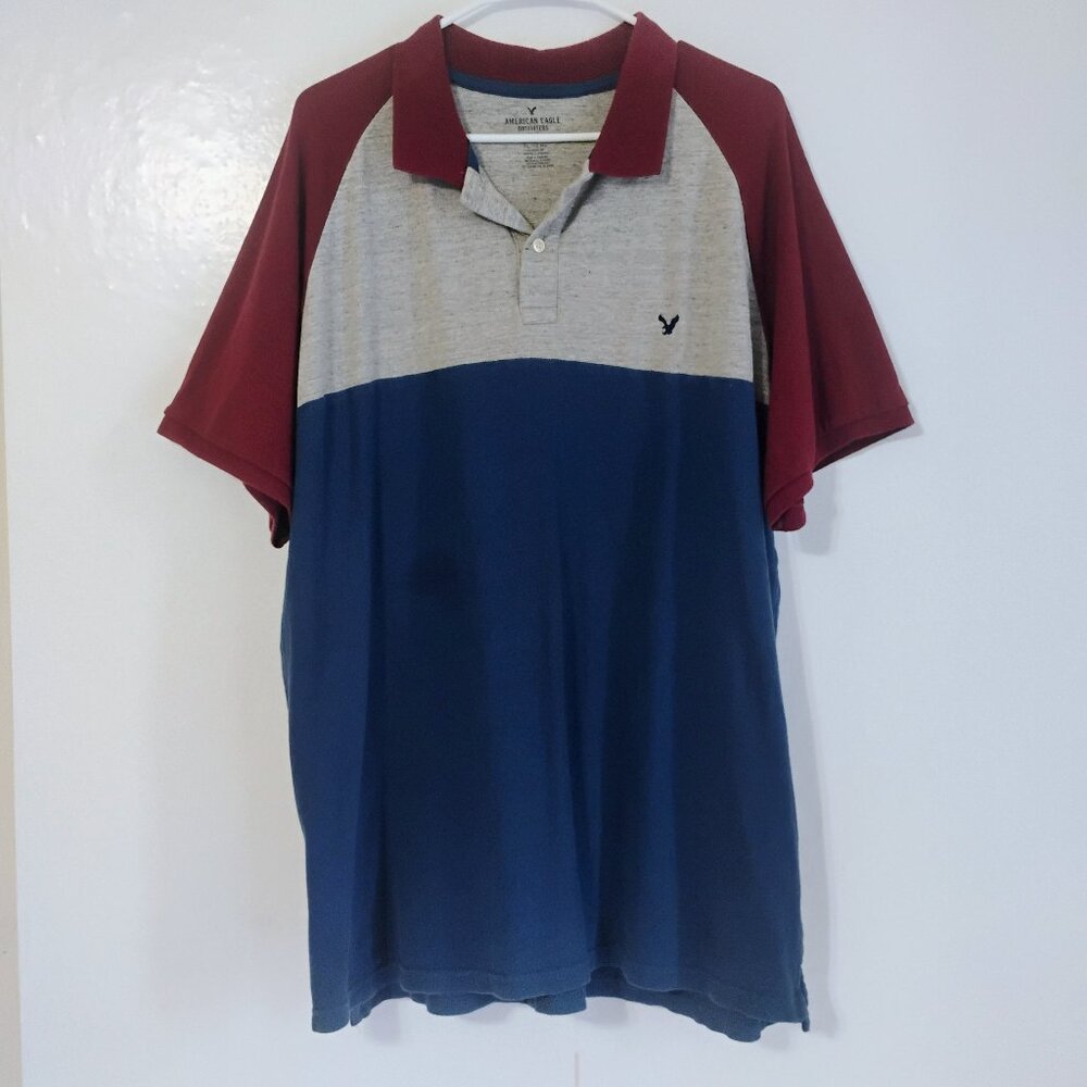 American Eagle XXL Colorblock Polo Shirt Core Flex Classic Fit
